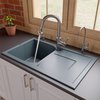 Alfi Brand Titanium 34" Sgl Bowl Granite Composite Kitchen Sink W/ Drainboard AB1620DI-T